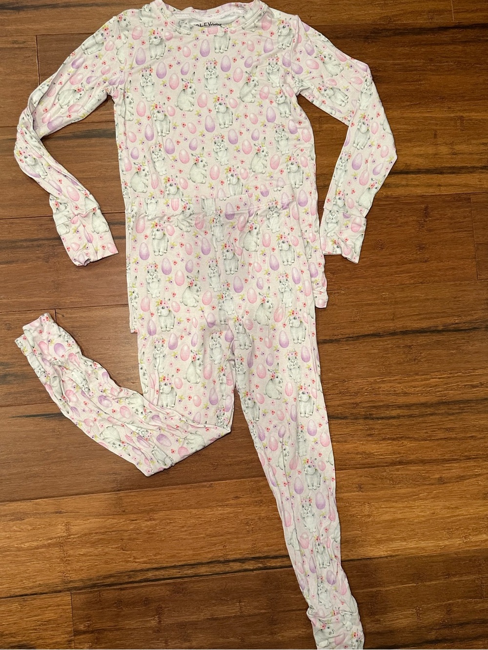 Soft Pink Bunny Print Kids Bamboo Pajama Set